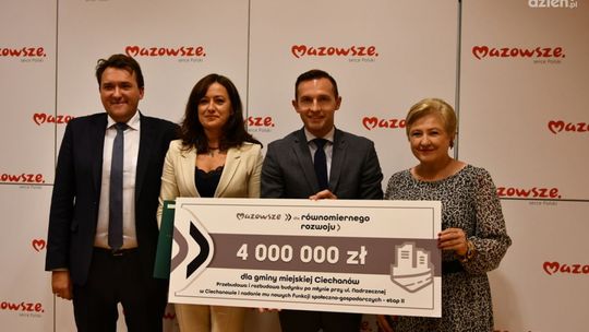 4 miliony złotych przekaże gminie miejskiej Ciechanów Samorząd Mazowsza 