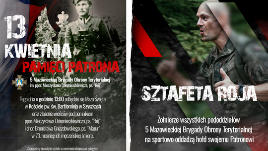 73. rocznica śmierci ppor. Mieczysława Dziemieszkiewicza, ps. „Rój” - patrona 5 Mazowieckiej Brygady Obrony Terytorialnej
