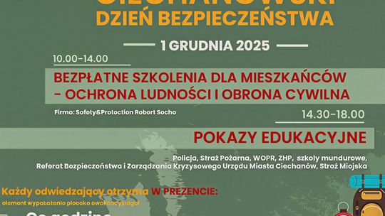 Ciechanowski Dzień Bezpieczeństwa: nauka przetrwania w kryzysie i plecak ewakuacyjny do wylosowania