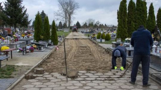 Cmentarz Komunalny w Ciechanowie. Remont głównej alei. 