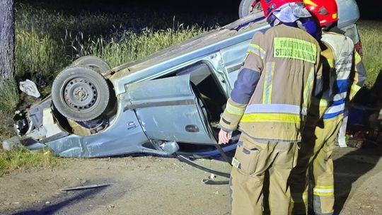 Dachowanie mitsubishi koło Ciechanowa