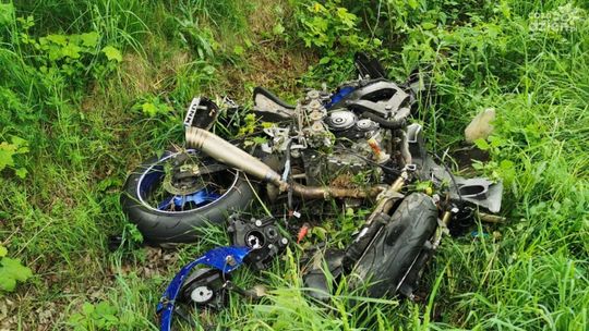 Groźnie w Łopacinie, ranny motocyklista (zdjęcia)