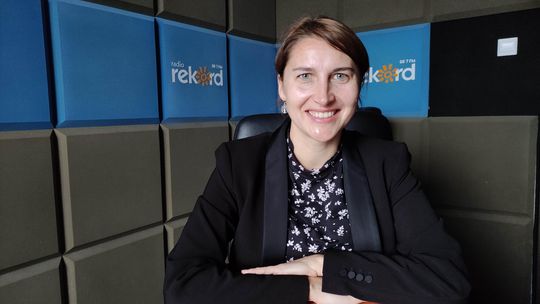 Marzena Lentowszyk w studio Radia Rekord Mazowsze