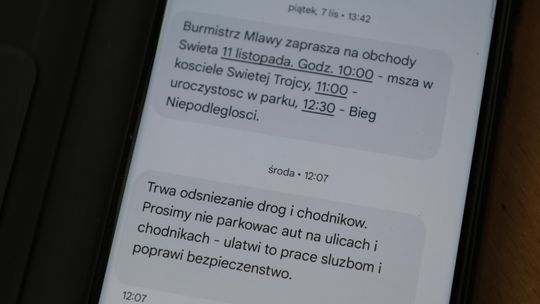 Miasto Mława wysyła mieszkańcom bezpłatne SMS i zachęca ich do dołączenia do systemu