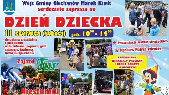 Oby pogoda dopisała. W sobotę festyn z okazji Dnia Dziecka przygotowywany przez Gminę Ciechanów