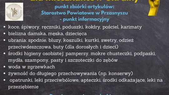 Od poniedziałku zbiórka artykułów w powiecie przasnyskim
