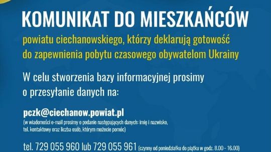 Powiat ciechanowski pomaga - stworzy bazę informacyjną