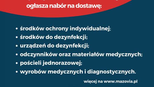 Samorząd Mazowsza szuka dostawców środków ochrony osobistej