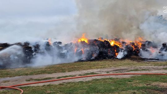 Spłonęło kilkaset bel słomy. Ogromne straty po pożarze w Szerominku