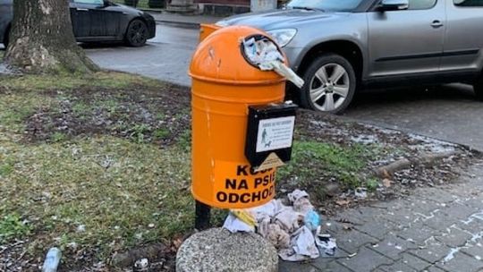 Tak wygląda kosz na psie odchody w Raciążu. Burmistrz: Ręce opadają
