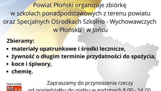 W materialną pomoc Ukrainie włączył się Powiat Płoński
