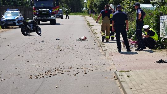 Wypadek w Miączynie Dużym. Ranny 82-letni rowerzysta trafił do szpitala śmigłowcem