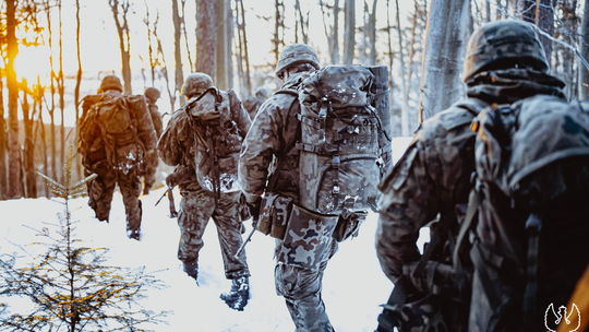 Żolnierze podczas zimowego szkolenia