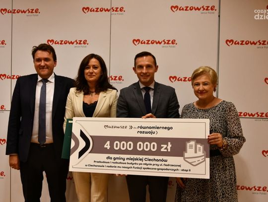 4 miliony złotych przekaże gminie miejskiej Ciechanów Samorząd Mazowsza 
