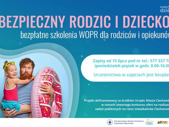 Bezpłatne szkolenia WOPR "Bezpieczny rodzic i dziecko” 