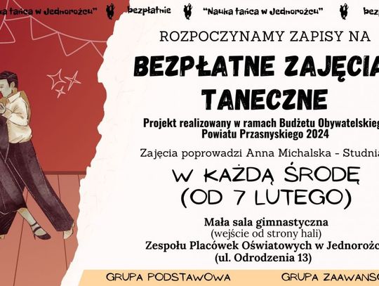 Bezpłatne zajęcia taneczne dla mieszkańców Gminy Jednorożec