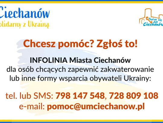 Ciechanów uruchomił infolinię - Chcesz pomóc? Zgłoś to! 