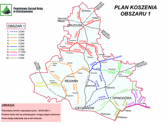 Czas na wiosenne koszenie. Powiatowy Zarząd Dróg w Ciechanowie przedstawił plany!