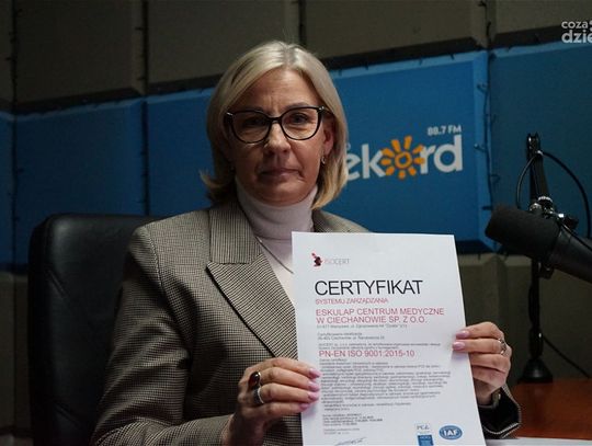 Eskulap Centrum Medyczne w Ciechanowie zdobyło certyfikat systemu zarządzania
