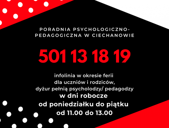 Jak przetrwać ferie? W Ciechanowie rusza infolinia psychologiczna