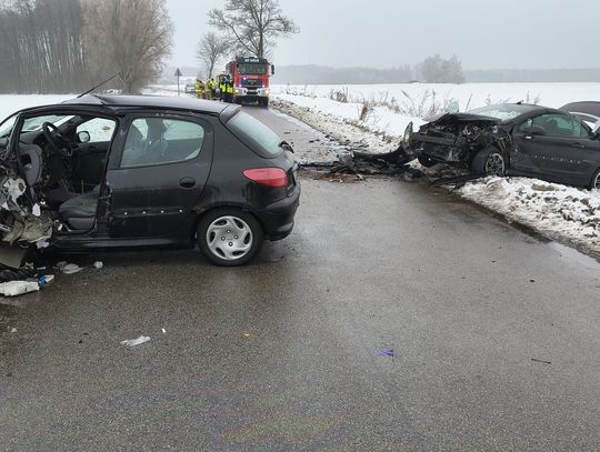 Jedna osoba zginęła, dwie są w szpitalu. Czołowe zderzenie dwóch samochodów niedaleko Ciechanowa