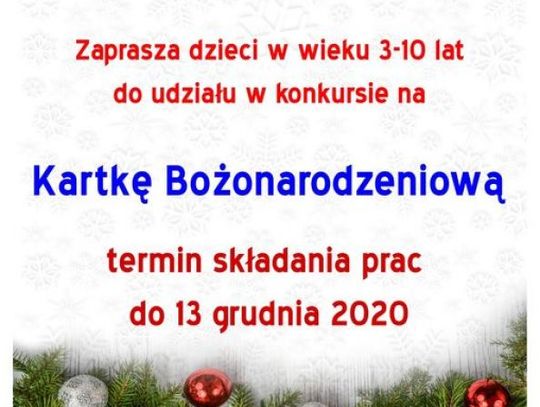 Konkurs na Kartkę Bożonarodzeniową 2020 w Powiatowej Bibliotece Publicznej w Ciechanowie