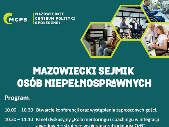 Mazowiecki Sejmik Osób Niepełnosprawnych – trwają zapisy
