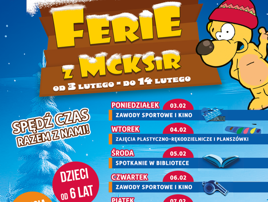MCKSiR Raciąż z bogatą ofertą na ferie i nie tylko! Konkursy, kino, potańcówka i moc atrakcji dla dzieci