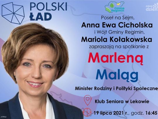 Minister Marlena Maląg przyjedzie do Lekowa, spotkanie w Klubie Seniora