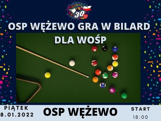 Nie leć w kulki, zagraj w bilard. Wspomożesz Wielką Orkiestrę Świątecznej Pomocy
