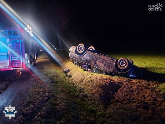Nietrzeźwy kierowca dachował. Poniesie konsekwencje prawno-karne