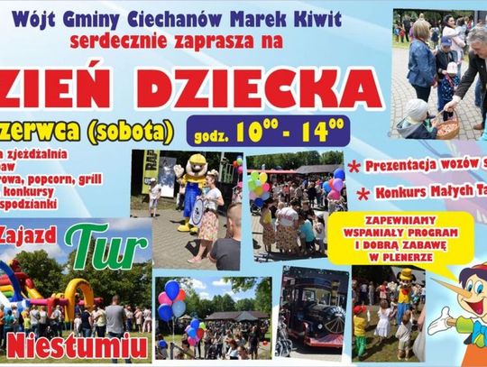 Oby pogoda dopisała. W sobotę festyn z okazji Dnia Dziecka przygotowywany przez Gminę Ciechanów