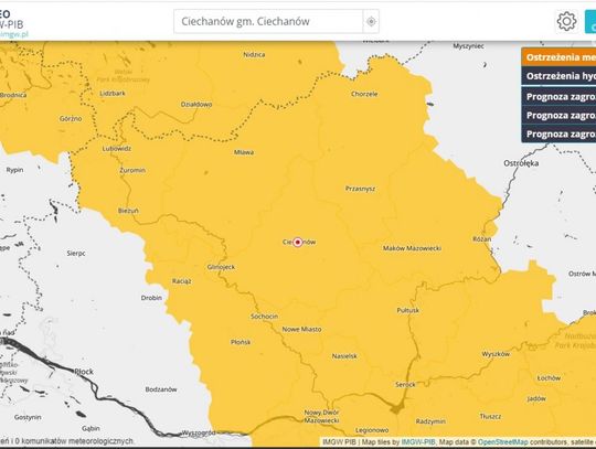 Ostrzeżenie IMGW: Burze z gradem grożą powiatowi ciechanowskiemu i sąsiednim regionom