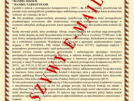 Ostrzeżenie przed nową falą cyberprzestępczości: Fałszywe wiadomości od Komendanta Głównego Policji