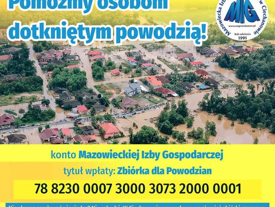Pomoc dla powodzian! Przedsiębiorcy z północnego Mazowsza w akcji ratunkowej