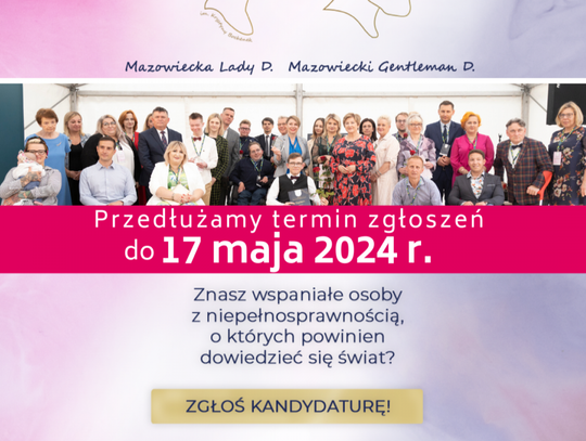 Przedłużenie terminu zgłoszeń do konkursów Mazowiecka Lady D. i Mazowiecki Gentleman D.