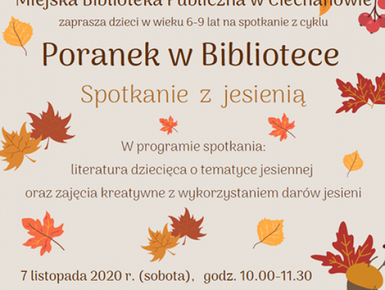 Spotkanie z jesienią w Miejskiej Bibliotece Publicznej w Ciechanowie