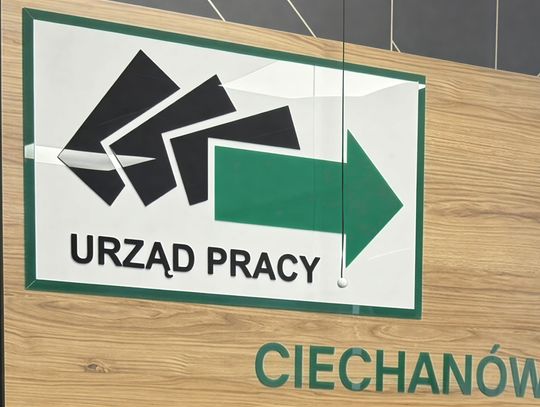 Tabliczka z napisem Urząd Pracy Ciechanów