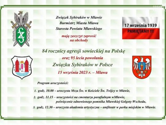 Tym razem uroczystość odbędzie się 15 września. W Mławie pamiętają