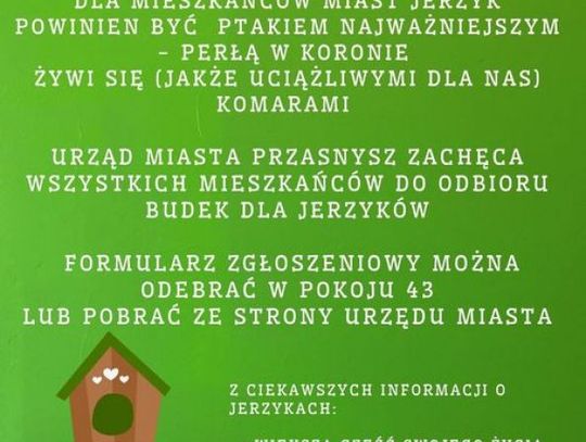 Urząd Miasta Przasnysz rozdaje budki dla jerzyków!