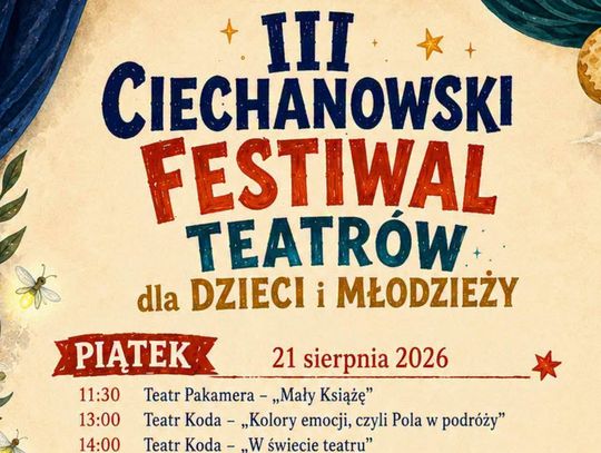 Uwaga!!!  III Ciechanowski Festiwal Teatrów dla Dzieci i Młodzieży -zmiana lokalizacji