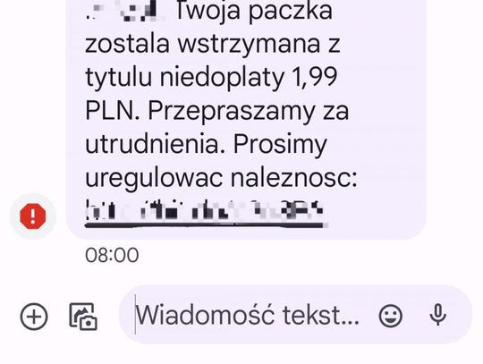 Uważaj na wiadomość o wstrzymaniu paczki !