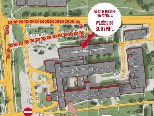 Mapka nowej drogi do ciechanowskiego SORu