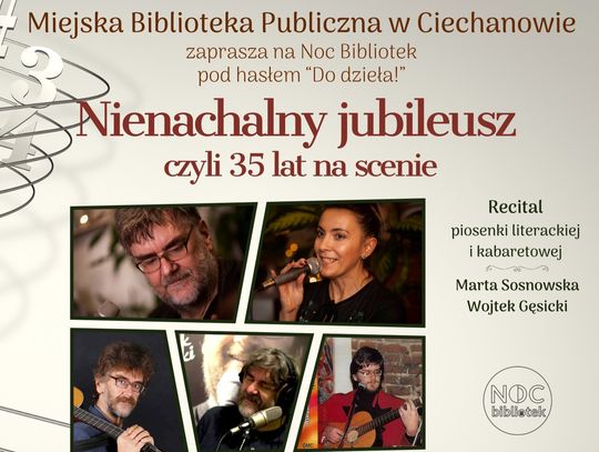Plakat o nocy bibliotek w Ciechanowie