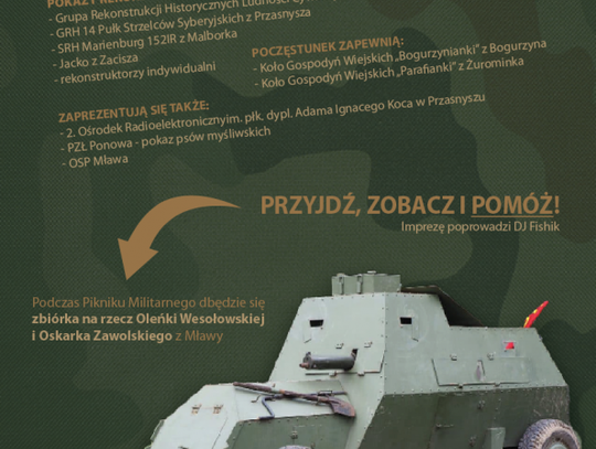 Zapraszamy na Charytatywny Piknik Militarny na Osiedlu Młodych w Mławie