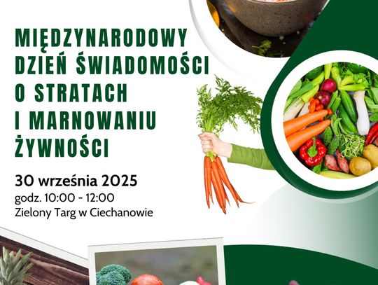 Plakat zapraszający na Zupę Disco w Ciechanowie. Widać na nim miskę zupy, warzywa oraz informacje o dacie i miejscu wydarzenia.