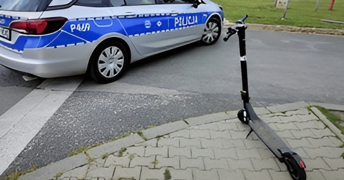 Hulajnoga elektryczna i radiowóz