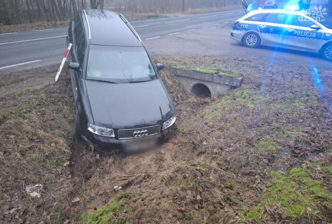 3,5 promila w wydychanym powietrzu. Wpadł, bo wjechał do rowu