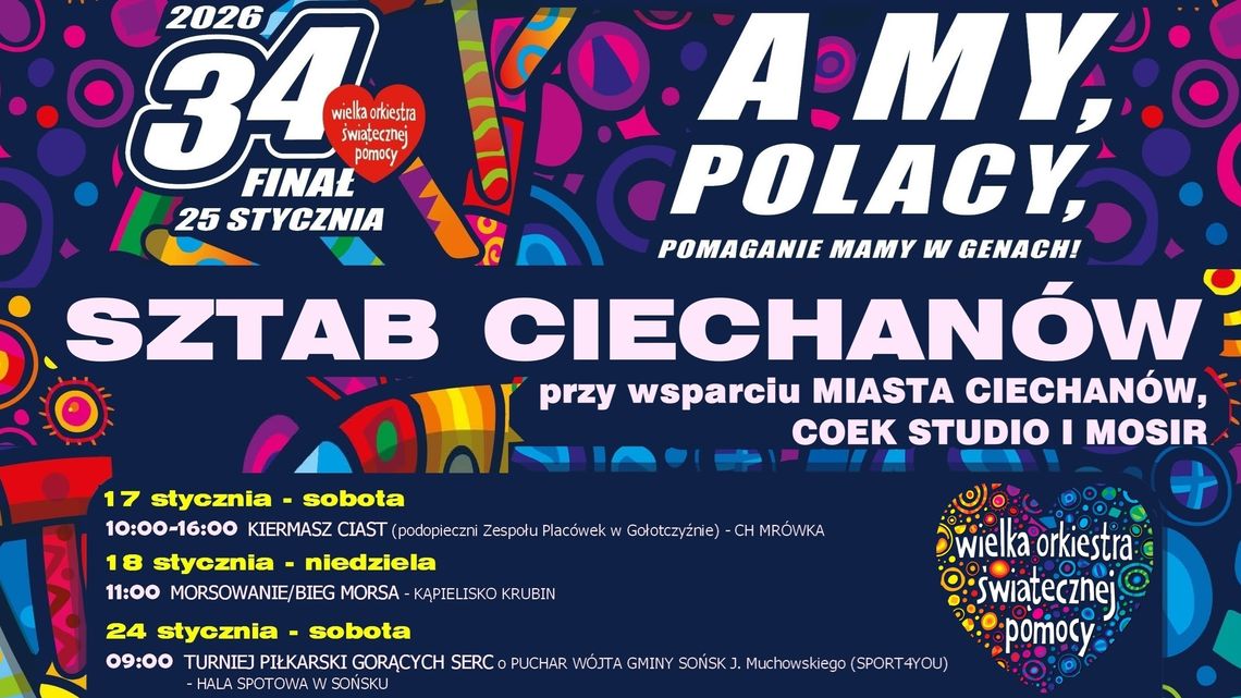 Plakat WOŚP Ciechanów 34 finał