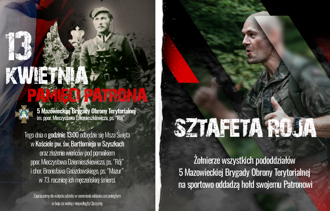73. rocznica śmierci ppor. Mieczysława Dziemieszkiewicza, ps. „Rój” - patrona 5 Mazowieckiej Brygady Obrony Terytorialnej